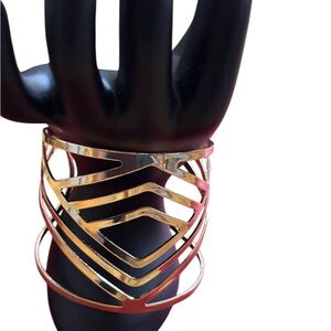 J. Jill Geometric Gold Metallic Bracelet Cuff Statement